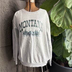 H&M Light Gray Montana Graphic Sweatshirt with Green Print